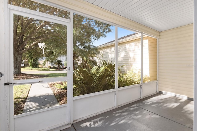 view of unfurnished sunroom