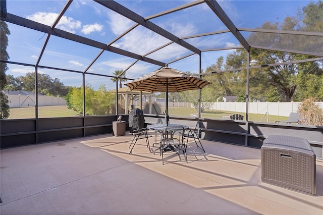 view of patio / terrace with glass enclosure