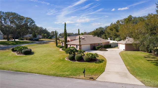 view of front of home with a front lawn