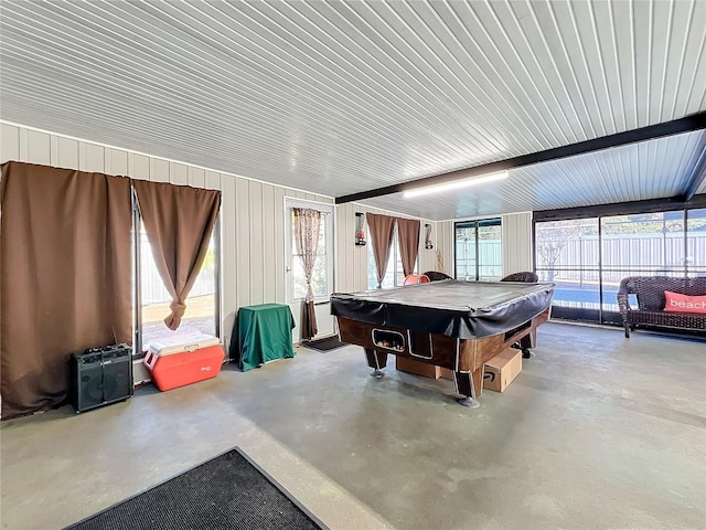 rec room with concrete flooring and pool table