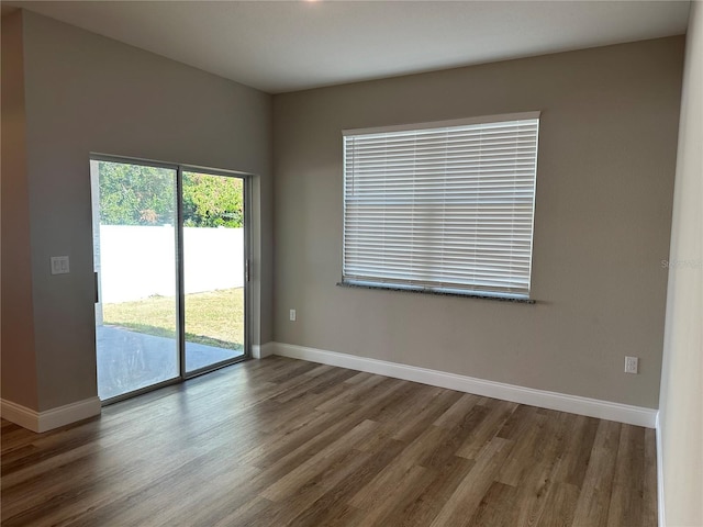 spare room with wood-type flooring