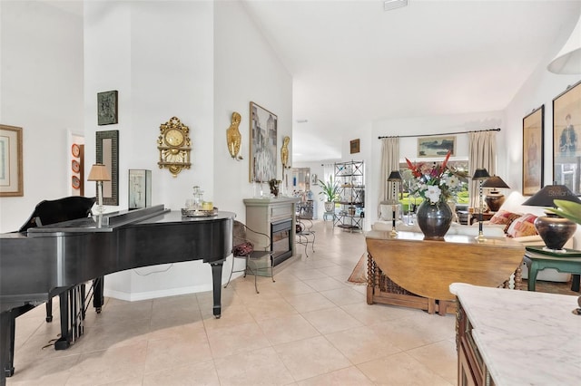 interior space with light tile patterned floors