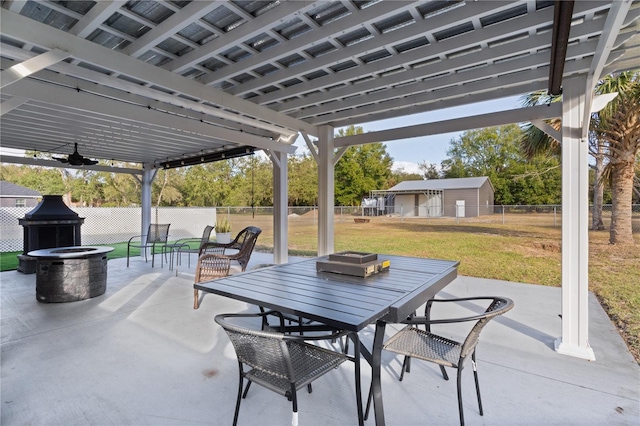 view of patio / terrace featuring ceiling fan