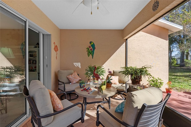 view of patio with ceiling fan