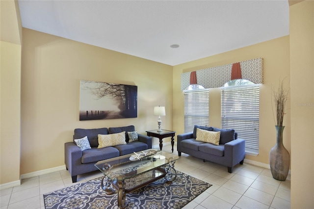 view of tiled living room