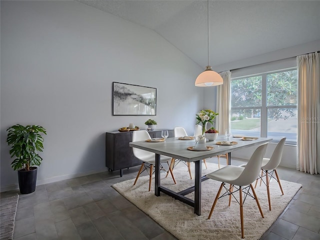 dining room featuring vaulted ceiling