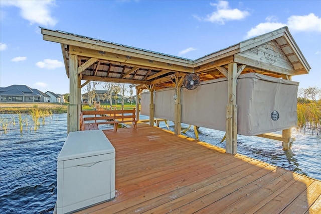 dock area featuring a water view