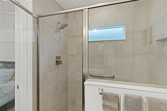 bathroom featuring walk in shower