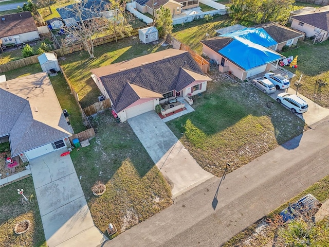 bird's eye view with a residential view