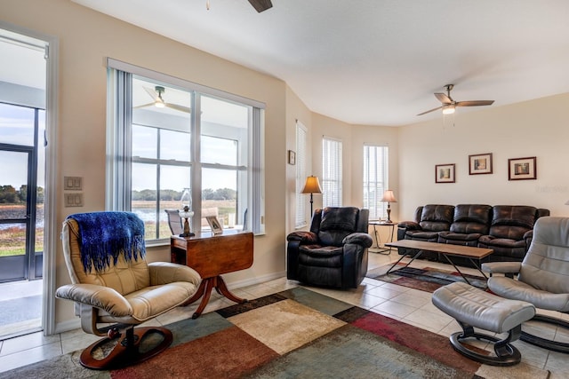 view of tiled living room