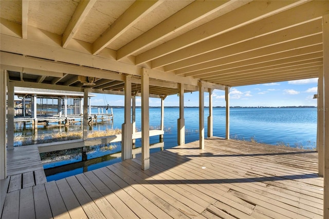 dock area featuring a water view