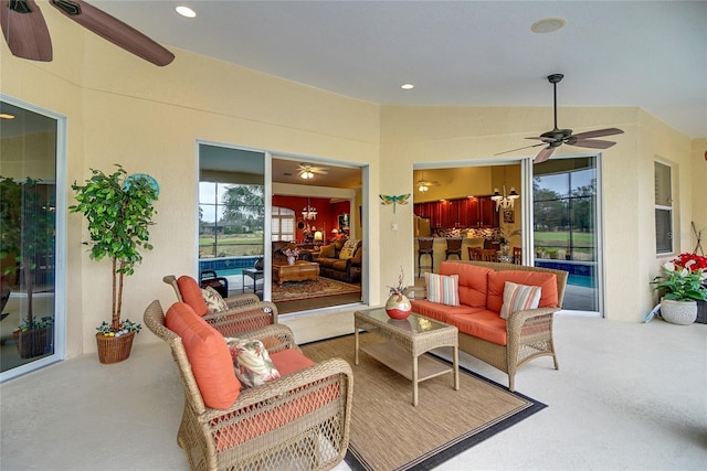 view of patio / terrace with outdoor lounge area and ceiling fan