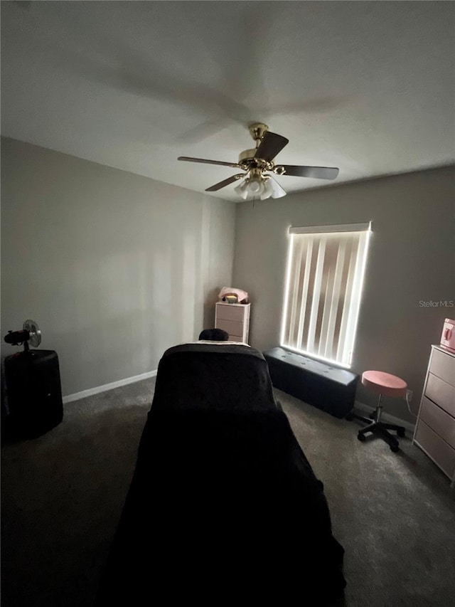 bedroom with carpet and ceiling fan