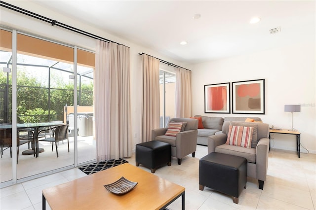 view of tiled living room