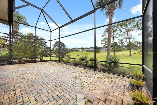 view of patio / terrace with glass enclosure