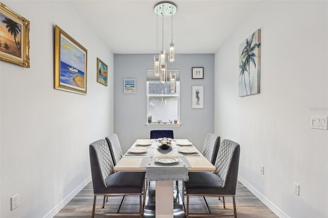 dining room with dark wood-type flooring