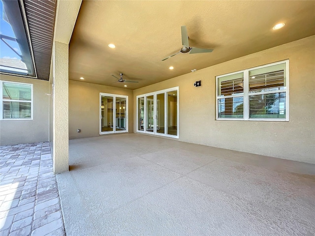 view of patio with ceiling fan