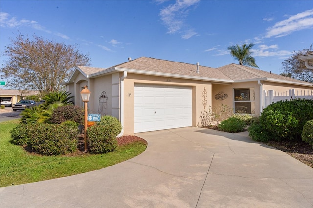 single story home with a garage