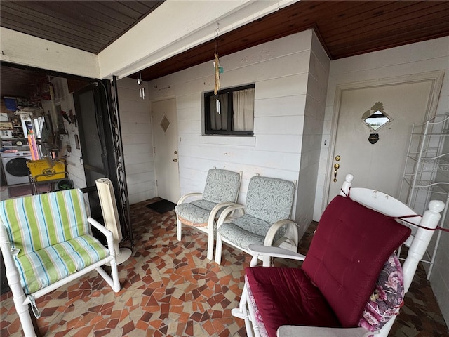 view of patio featuring washer / dryer