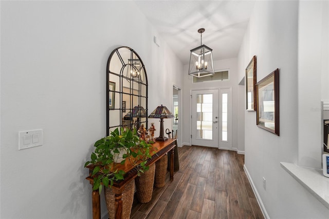 foyer entrance featuring dark hardwood / wood-style floors