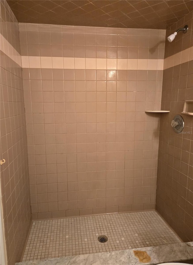 bathroom featuring a tile shower