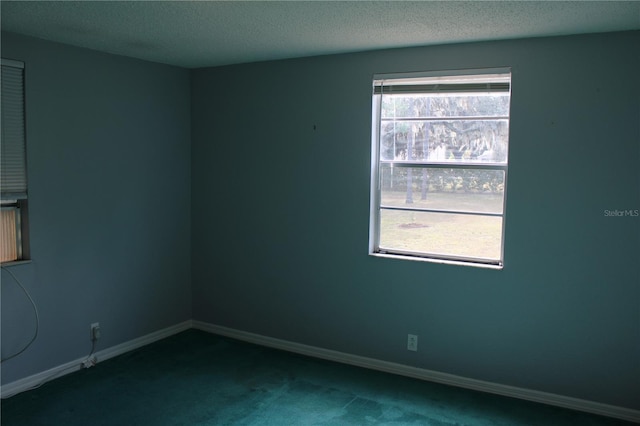 carpeted spare room featuring a textured ceiling