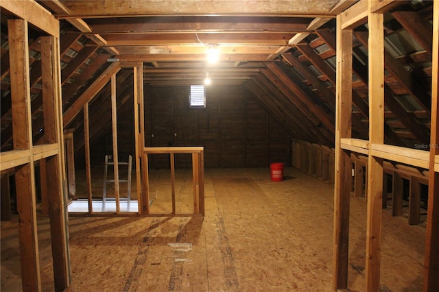 view of unfinished attic