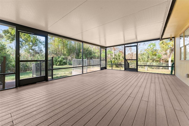 view of unfurnished sunroom