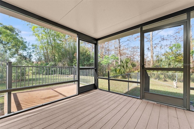 view of unfurnished sunroom