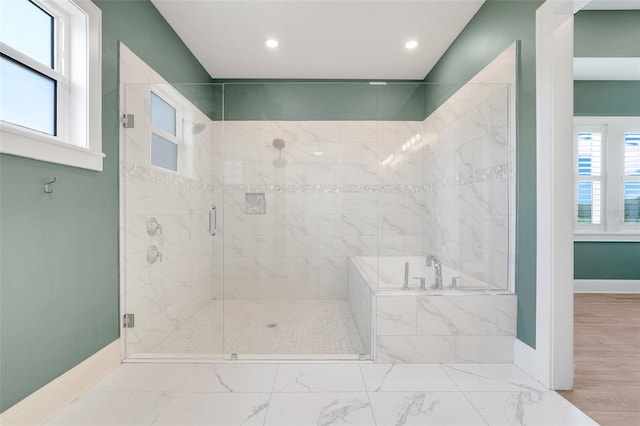 2437 Bay Lake Loop, Groveland, FL 34736 - bathroom with a garden tub, a stall shower, and recessed lighting