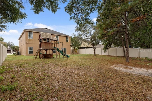 view of yard with a playground