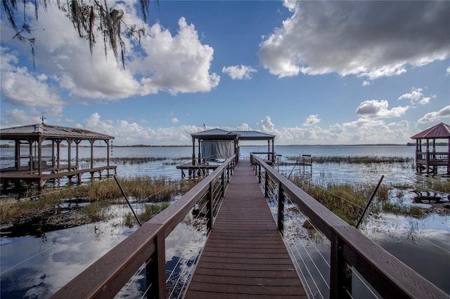 view of dock featuring a water view