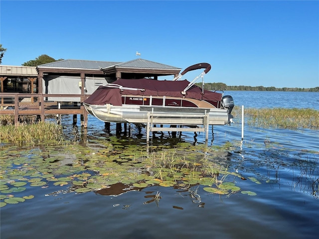 view of dock featuring a water view