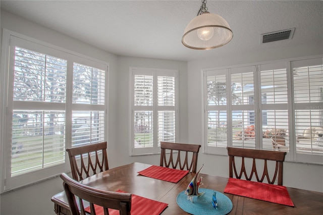 dining area featuring a textured ceiling