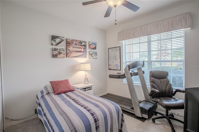 bedroom featuring ceiling fan