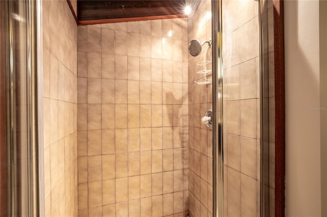 room details featuring a shower with shower door