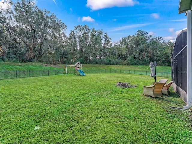 view of yard featuring a playground