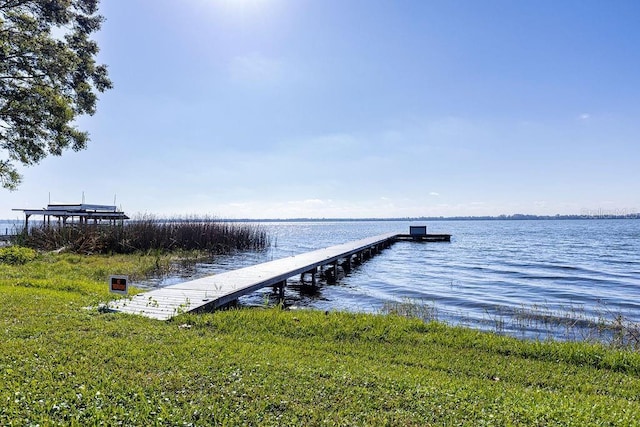 view of dock featuring a water view