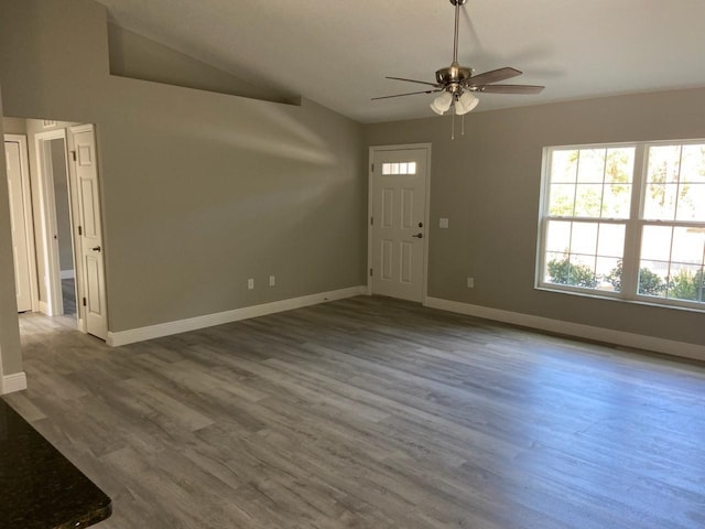 entrance foyer featuring hardwood / wood-style flooring and ceiling fan