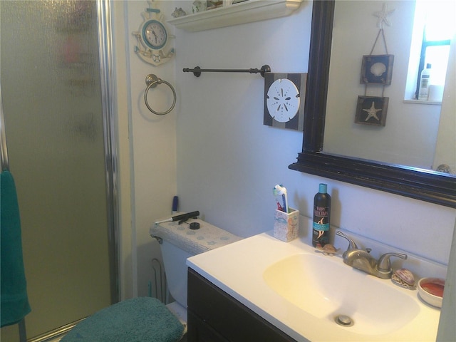 bathroom featuring vanity and walk in shower