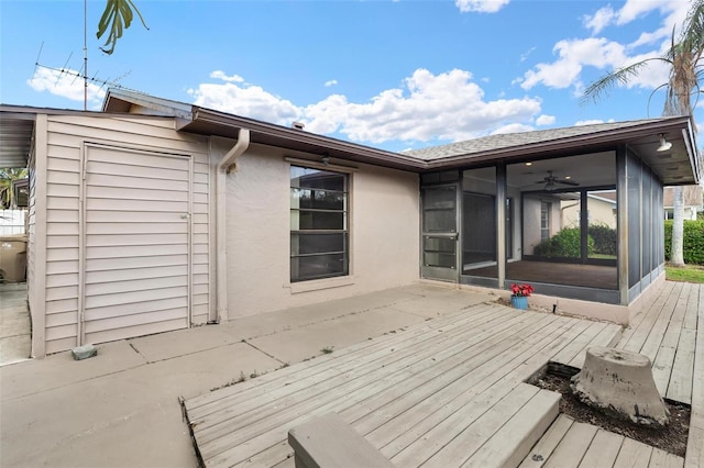 deck featuring a sunroom