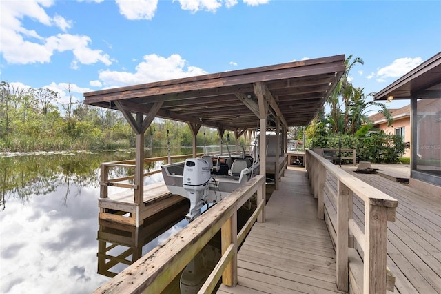 view of dock featuring a water view