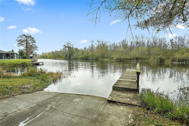 view of dock featuring a water view