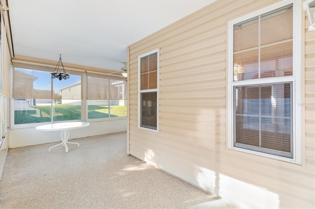 view of unfurnished sunroom