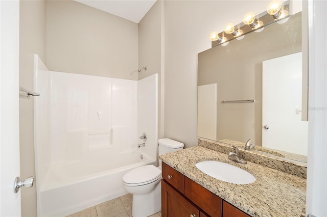 17159 SE 78th Crowfield Ave, The Villages, FL 32162 - bathroom with tile patterned flooring, vanity, toilet, and tub / shower combination