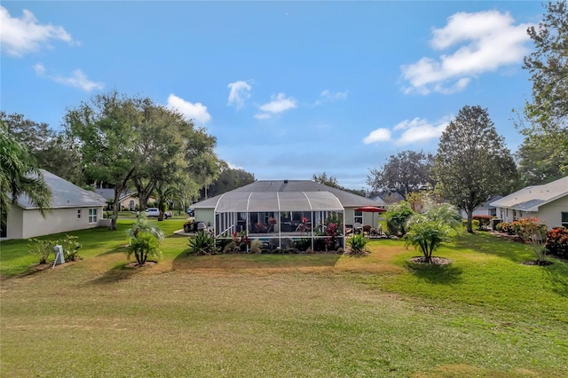 view of yard featuring a lanai