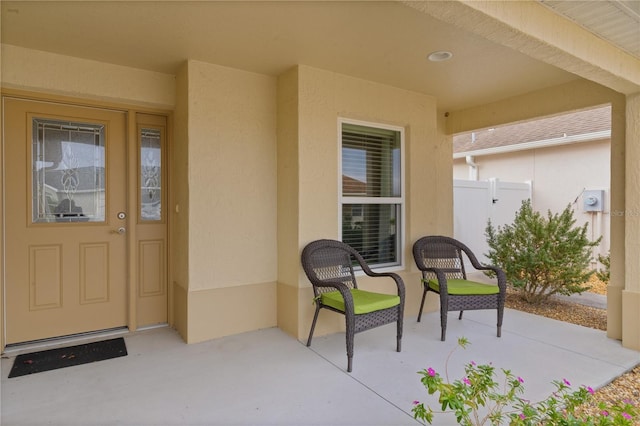 doorway to property featuring a patio