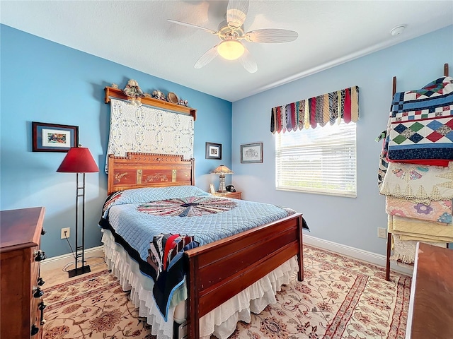 bedroom featuring ceiling fan