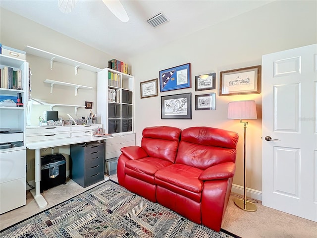 office featuring ceiling fan