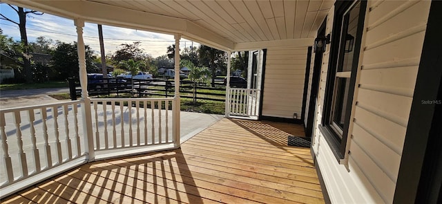 wooden terrace with covered porch